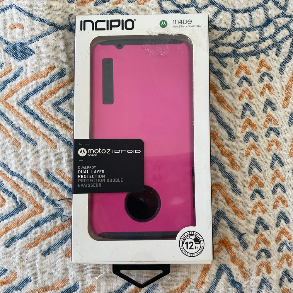 INCIPIO M4De Moto Z Force Droid Edition Hot Pink and Gray Phone Case - Picture 2 of 6